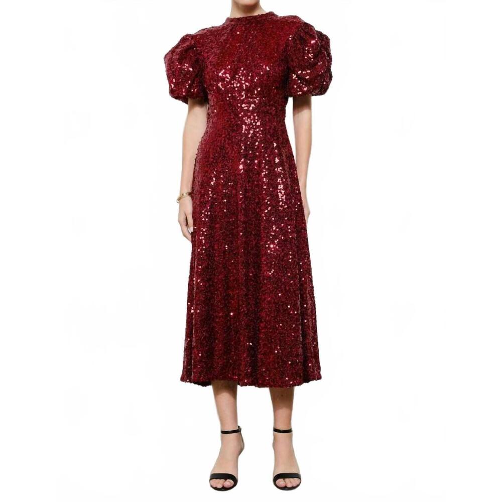 NEW INA FASHION sequined open-back tie maxi dress in red